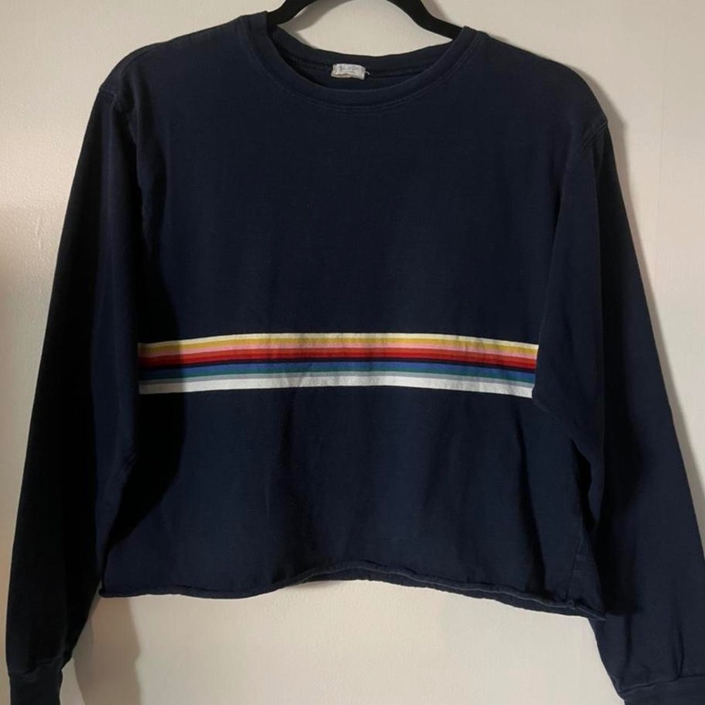 John Galt cropped navy long sleeve shirt